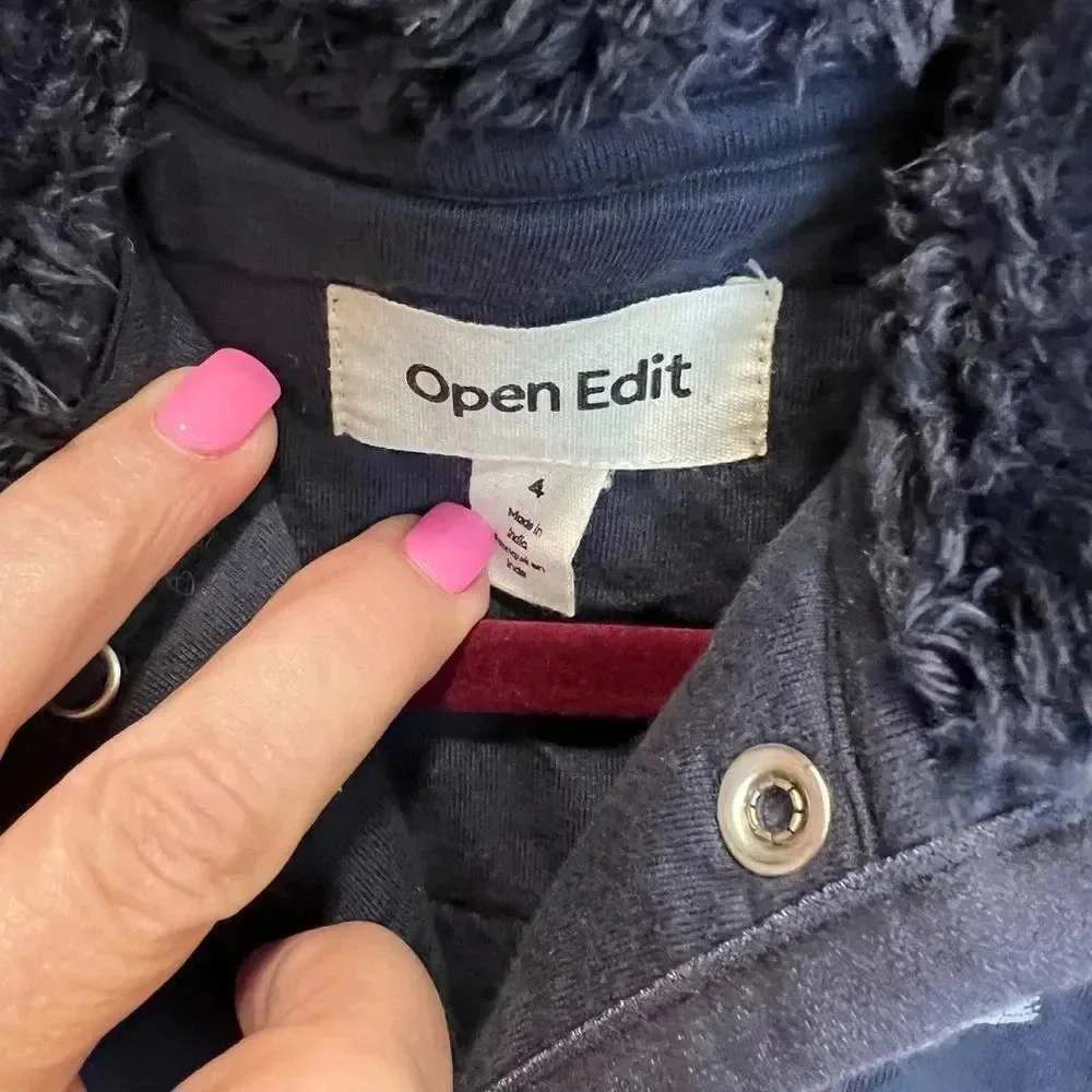Open Edit Girl’s Navy Coat